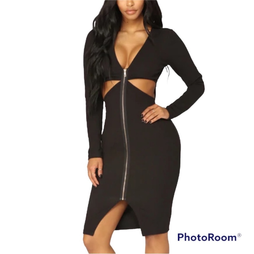 Elegant Black Cut-Out Dress